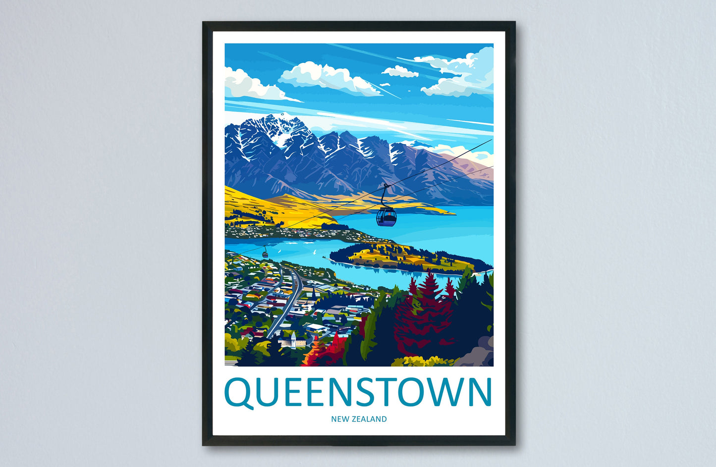 Queenstown Travel Print Wall Art Queenstown Wall Hanging Home Décor Queenstown Gift Art Lovers New Zealand Art Lover Gift Print Queenstown