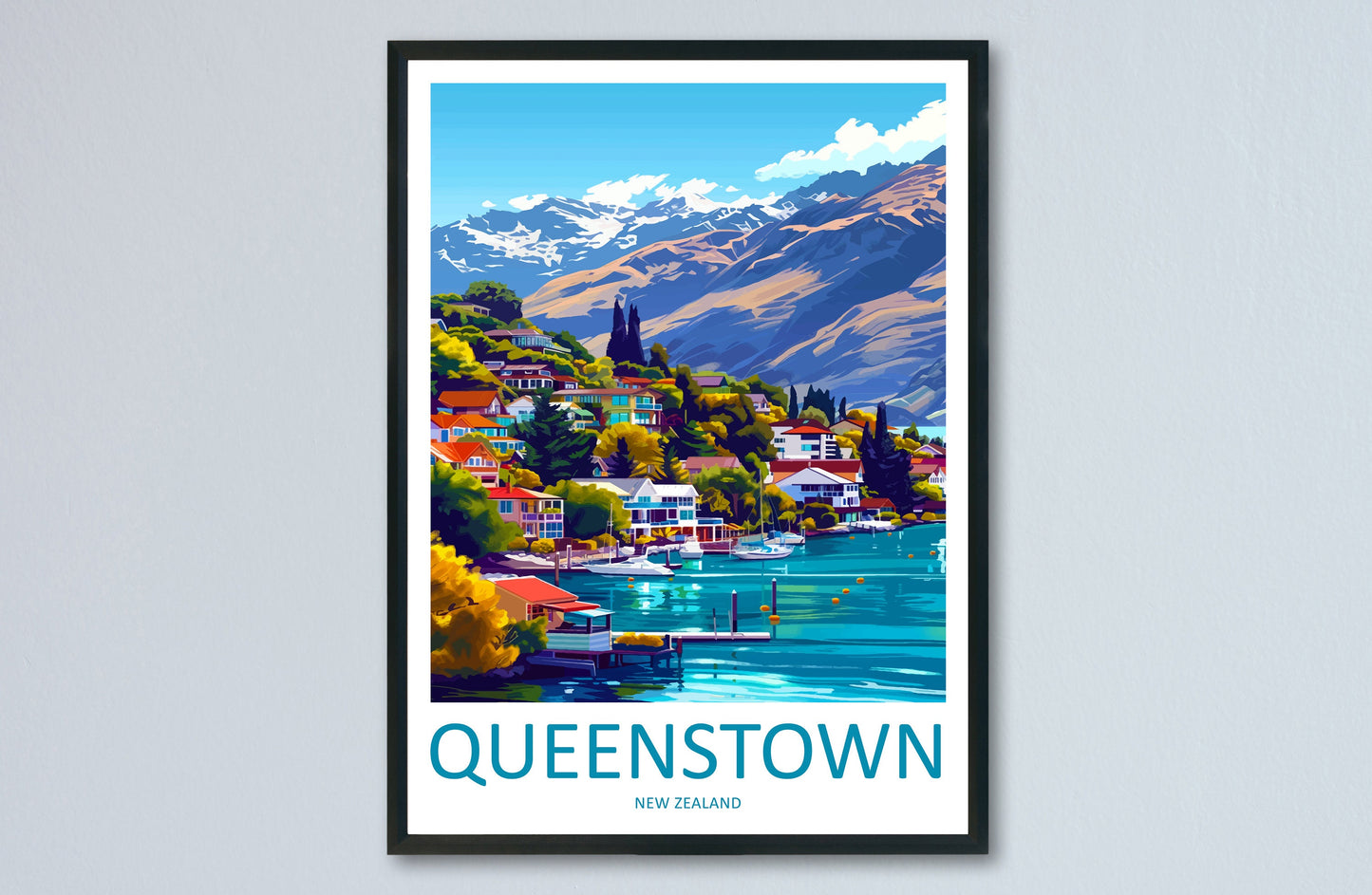 Queenstown Travel Print Wall Art Queenstown Wall Hanging Home Décor Queenstown Gift Art Lovers New Zealand Art Lover Gift Print Queenstown