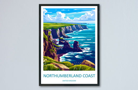 Northumberland Coast Travel Print Wall Art Northumberland Coast Wall Hanging Home Decor Northumberland Coast Gift Art Lovers Wall Art AONB