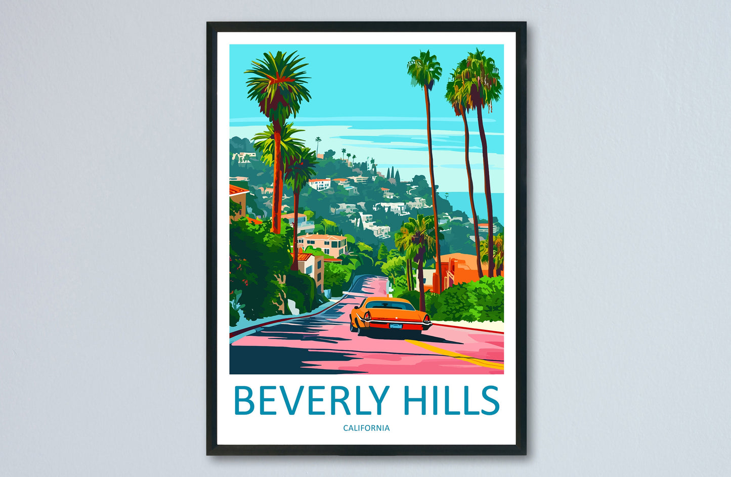 Beverly Hills Travel Print Wall Art Beverly Hills Wall Hanging Home Décor Beverly Hills Gift Art Lovers California Lover Gift Beverly Hills