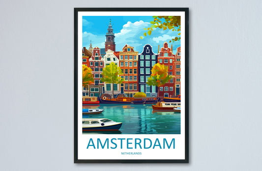 Amsterdam Travel Print Wall Art Amsterdam Wall Hanging Home Décor Amsterdam Gift Art Lovers Netherlands Art Lover Gift Amsterdam Decor