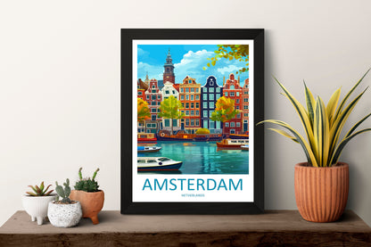 Amsterdam Travel Print Wall Art Amsterdam Wall Hanging Home Décor Amsterdam Gift Art Lovers Netherlands Art Lover Gift Amsterdam Decor