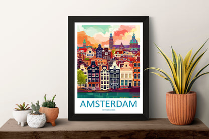 Amsterdam Travel Print Wall Art Amsterdam Wall Hanging Home Décor Amsterdam Gift Art Lovers Netherlands Art Lover Gift Amsterdam Decor