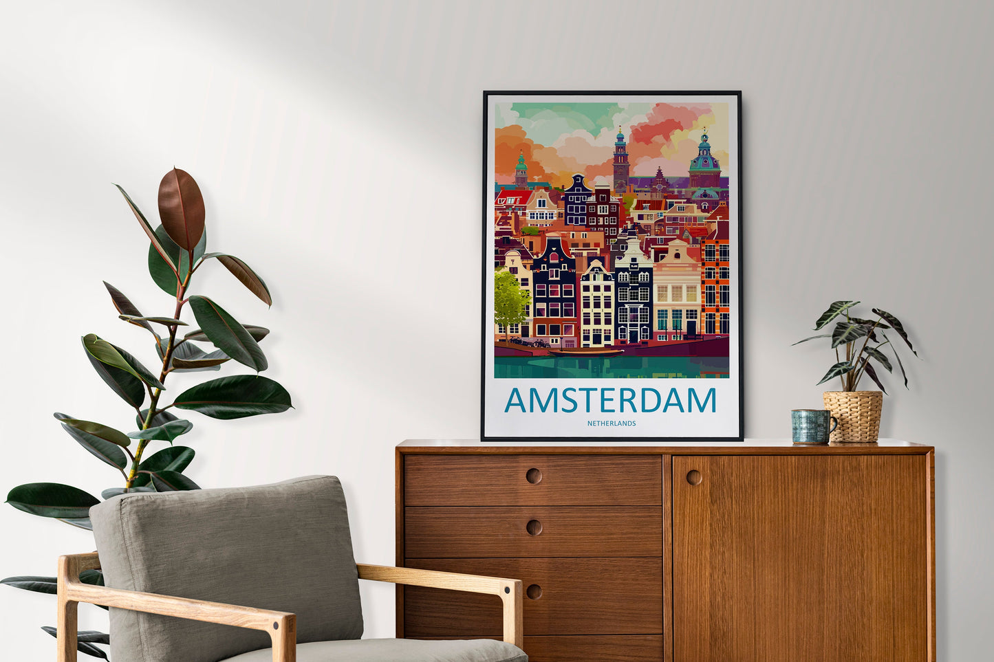 Amsterdam Travel Print Wall Art Amsterdam Wall Hanging Home Décor Amsterdam Gift Art Lovers Netherlands Art Lover Gift Amsterdam Decor