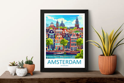 Amsterdam Travel Print Wall Art Amsterdam Wall Hanging Home Décor Amsterdam Gift Art Lovers Netherlands Art Lover Gift Amsterdam Decor