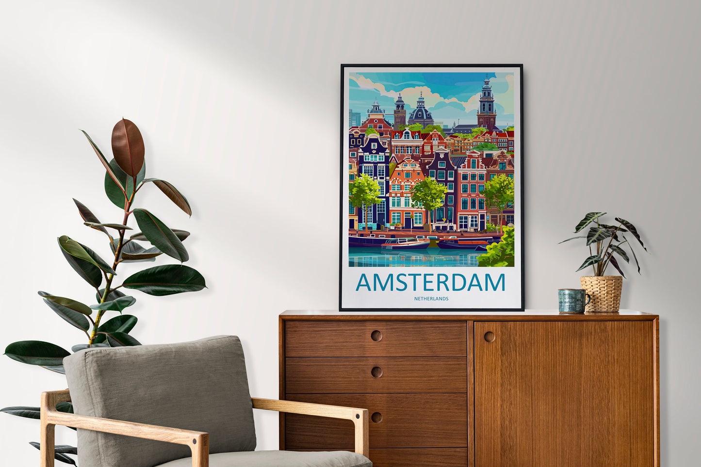 Amsterdam Travel Print Wall Art Amsterdam Wall Hanging Home Décor Amsterdam Gift Art Lovers Netherlands Art Lover Gift Amsterdam Decor