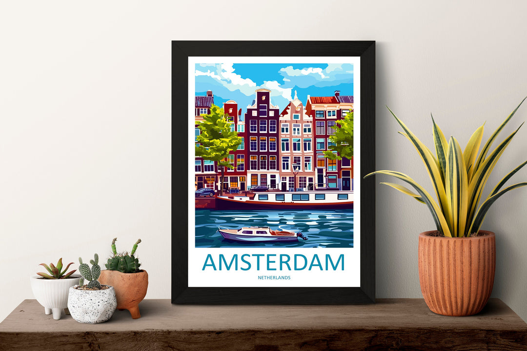 Amsterdam Travel Print Wall Art Amsterdam Wall Hanging Home Décor Amsterdam Gift Art Lovers Netherlands Art Lover Gift Amsterdam Decor