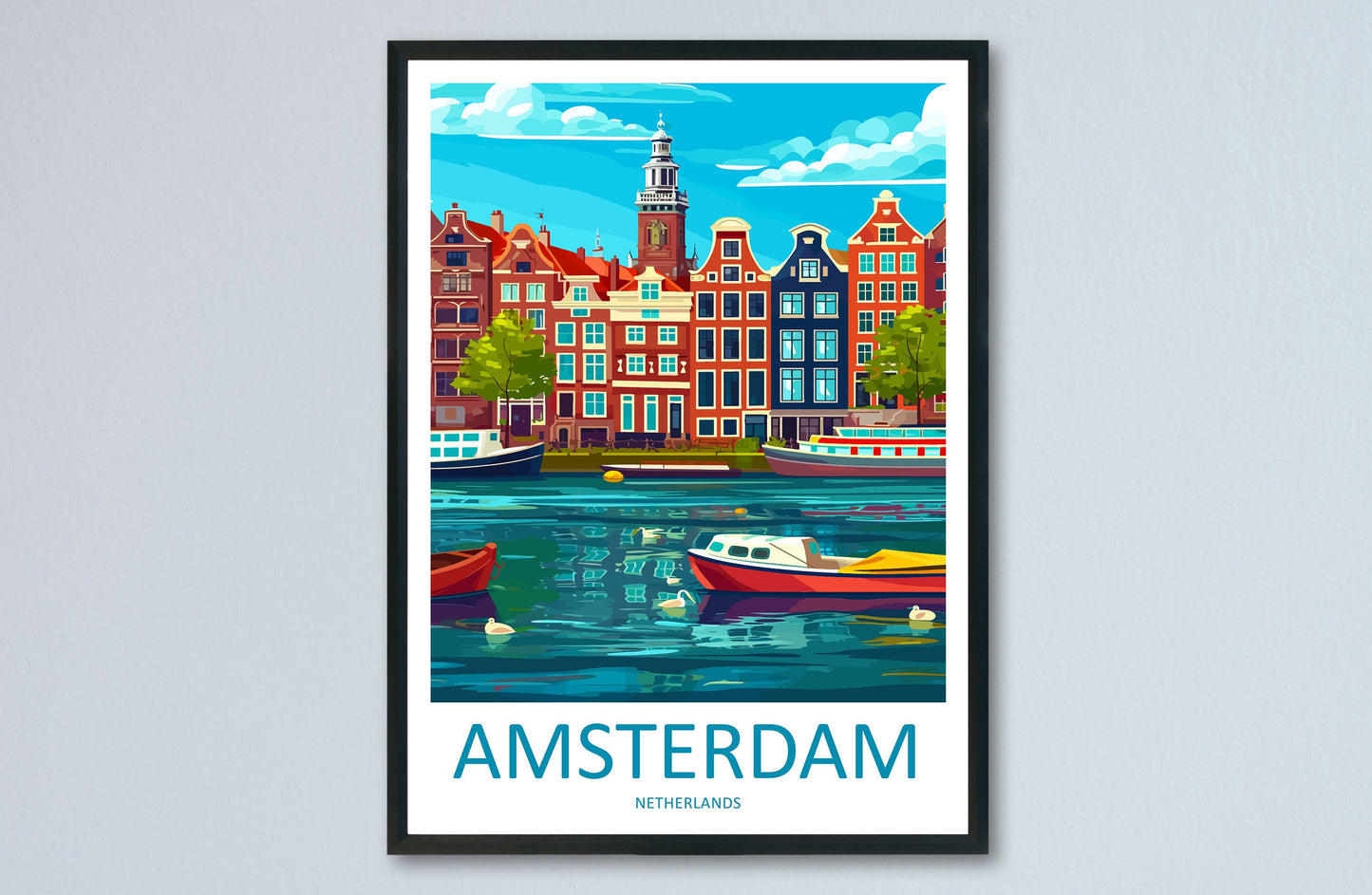 Amsterdam Travel Print Wall Art Amsterdam Wall Hanging Home Décor Amsterdam Gift Art Lovers Netherlands Art Lover Gift Amsterdam Decor