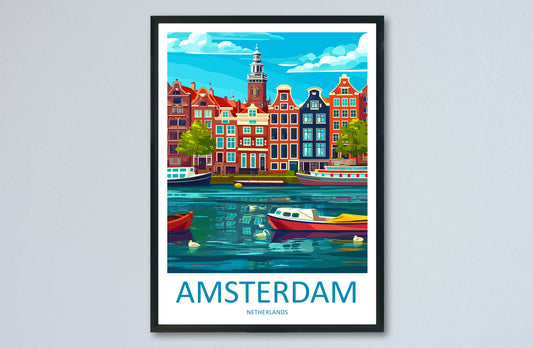 Amsterdam Travel Print Wall Art Amsterdam Wall Hanging Home Décor Amsterdam Gift Art Lovers Netherlands Art Lover Gift Amsterdam Decor