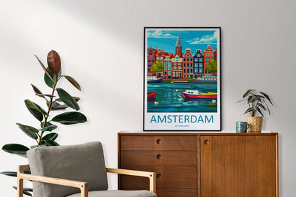 Amsterdam Travel Print Wall Art Amsterdam Wall Hanging Home Décor Amsterdam Gift Art Lovers Netherlands Art Lover Gift Amsterdam Decor