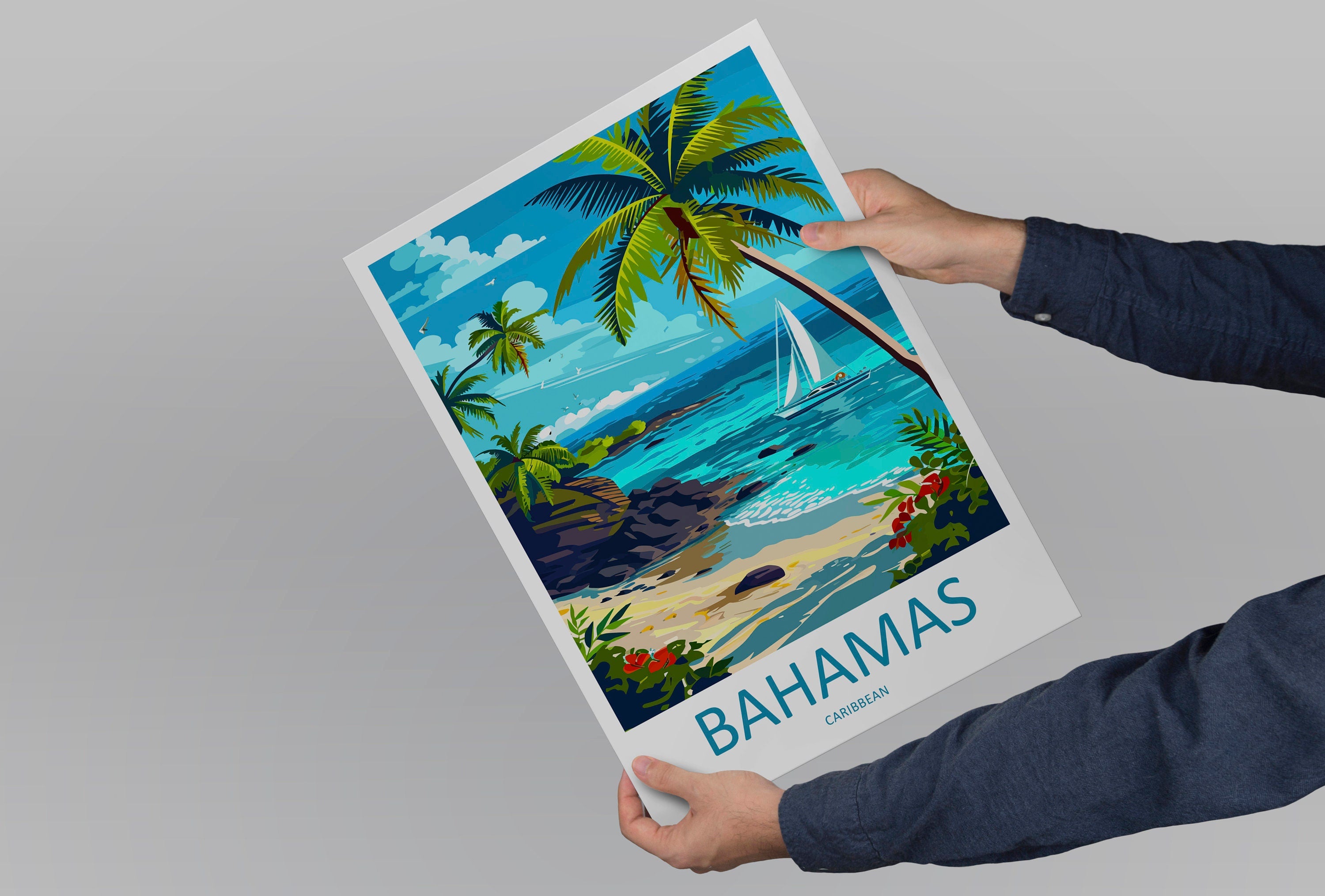 Bahamas Travel Print Wall Art Bahamas Wall Hanging Home Décor Bahamas Gift Art Lovers Wall Art Caribbean Travel Print Bahamas Decor