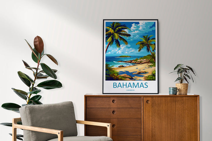 Bahamas Travel Print Wall Art Bahamas Wall Hanging Home Décor Bahamas Gift Art Lovers Wall Art Caribbean Travel Print Bahamas Decor