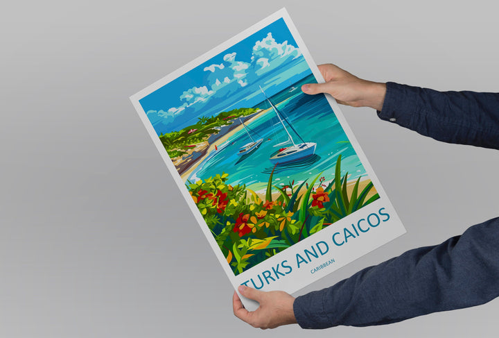 Turks and Caicos Islands Travel Print Wall Art Turks and Caicos Wall Hanging Home Décor Turks and Caicos Gift Art Lovers Wall Art Caribbean