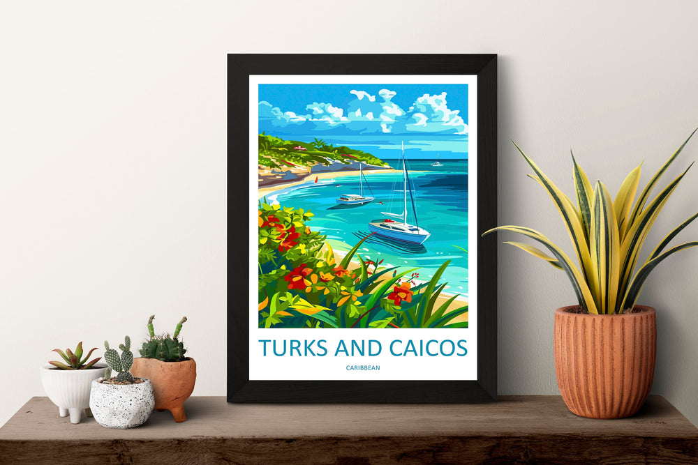 Turks and Caicos Islands Travel Print Wall Art Turks and Caicos Wall Hanging Home Décor Turks and Caicos Gift Art Lovers Wall Art Caribbean