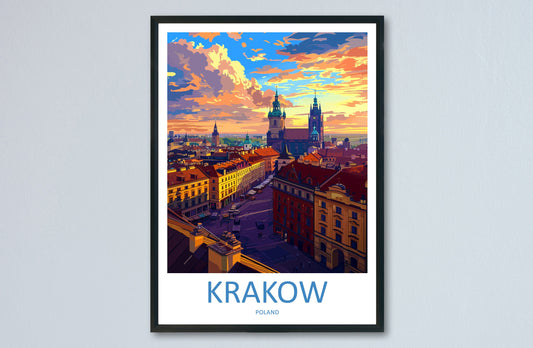Krakow Travel Print Wall Art Krakow Wall Hanging Home Décor Krakow Gift Art Lovers Poland Art Lover Gift Krakow Travel Wall Art