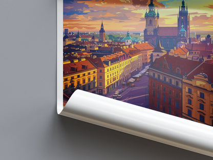 Krakow Travel Print Wall Art Krakow Wall Hanging Home Décor Krakow Gift Art Lovers Poland Art Lover Gift Krakow Travel Wall Art