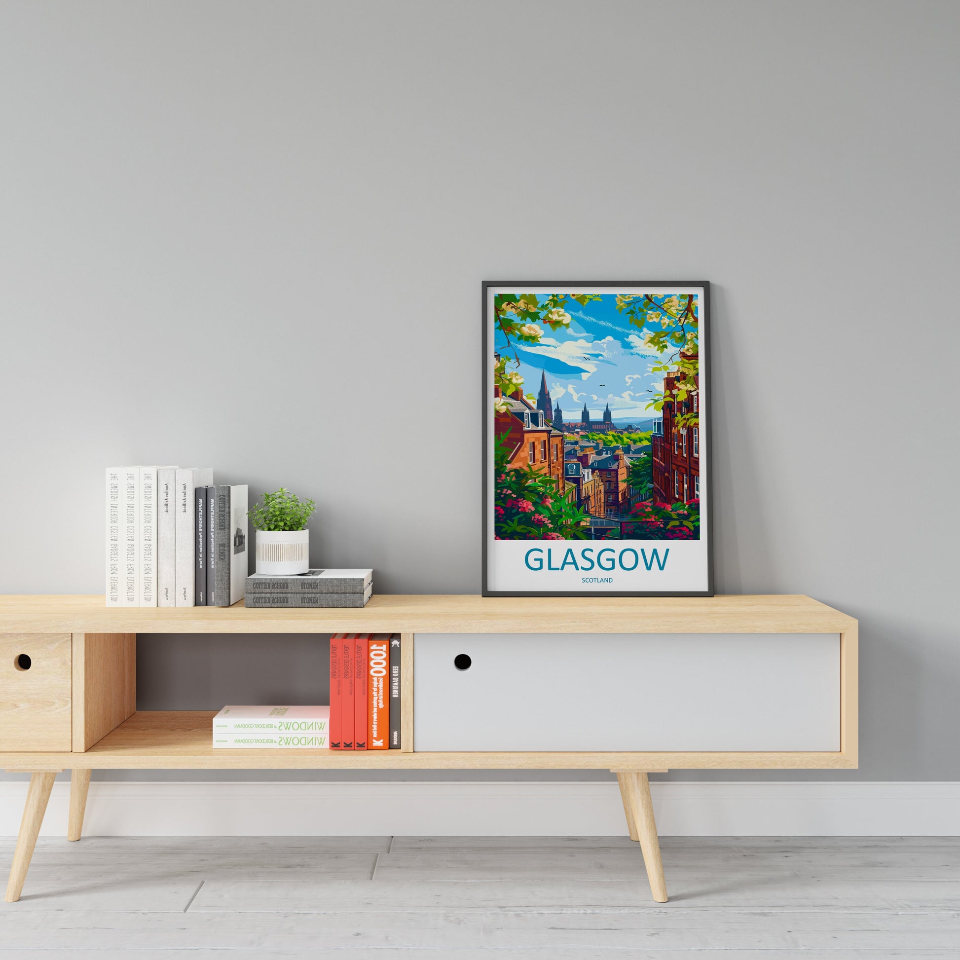 Glasgow Travel Print Wall Art Glasgow Wall Hanging Home Décor Glasgow Gift Art Lovers Scotland Art Lover Gift Glasgow Travel Artwork
