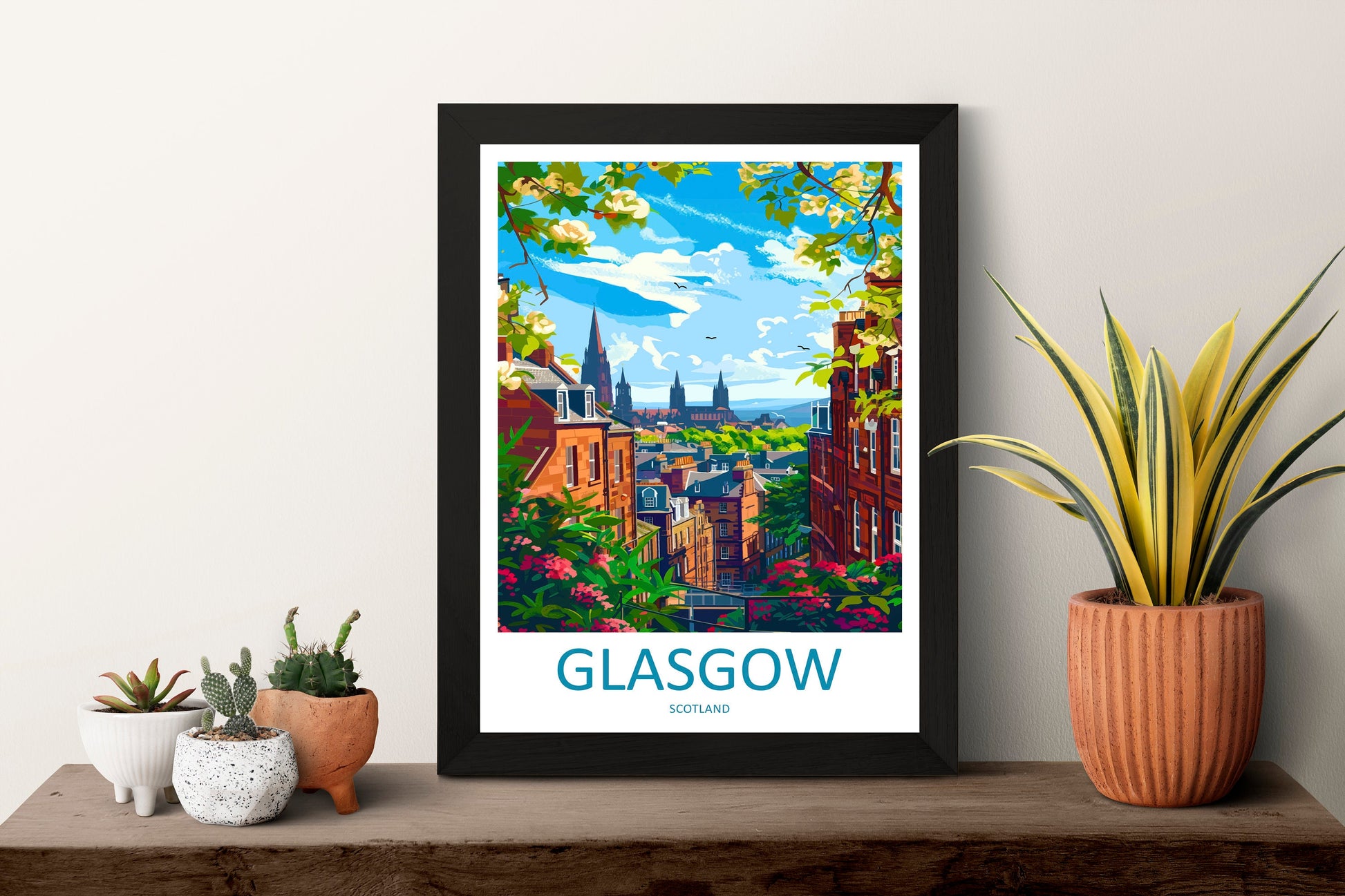 Glasgow Travel Print Wall Art Glasgow Wall Hanging Home Décor Glasgow Gift Art Lovers Scotland Art Lover Gift Glasgow Travel Artwork