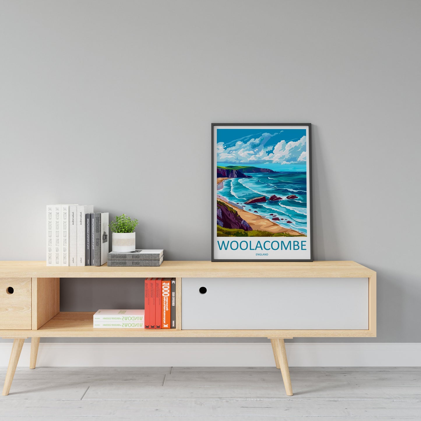 Woolacombe Travel Print Wall Art Woolacombe Wall Hanging Home Decor Woolacombe Gift Art Lovers Wall Art Devon Travel Art