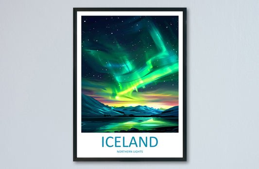 Northern Lights Travel Print Wall Art Aurora Borealis Wall Hanging Home Décor Aurora Borealis Gift Art Lovers Iceland Art Lover Gift Decor