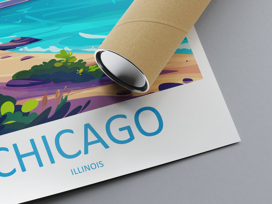 Chicago Travel Print Wall Art Chicago Wall Hanging Home Décor Chicago Gift Art Lovers Illinois Art Lover Gift
