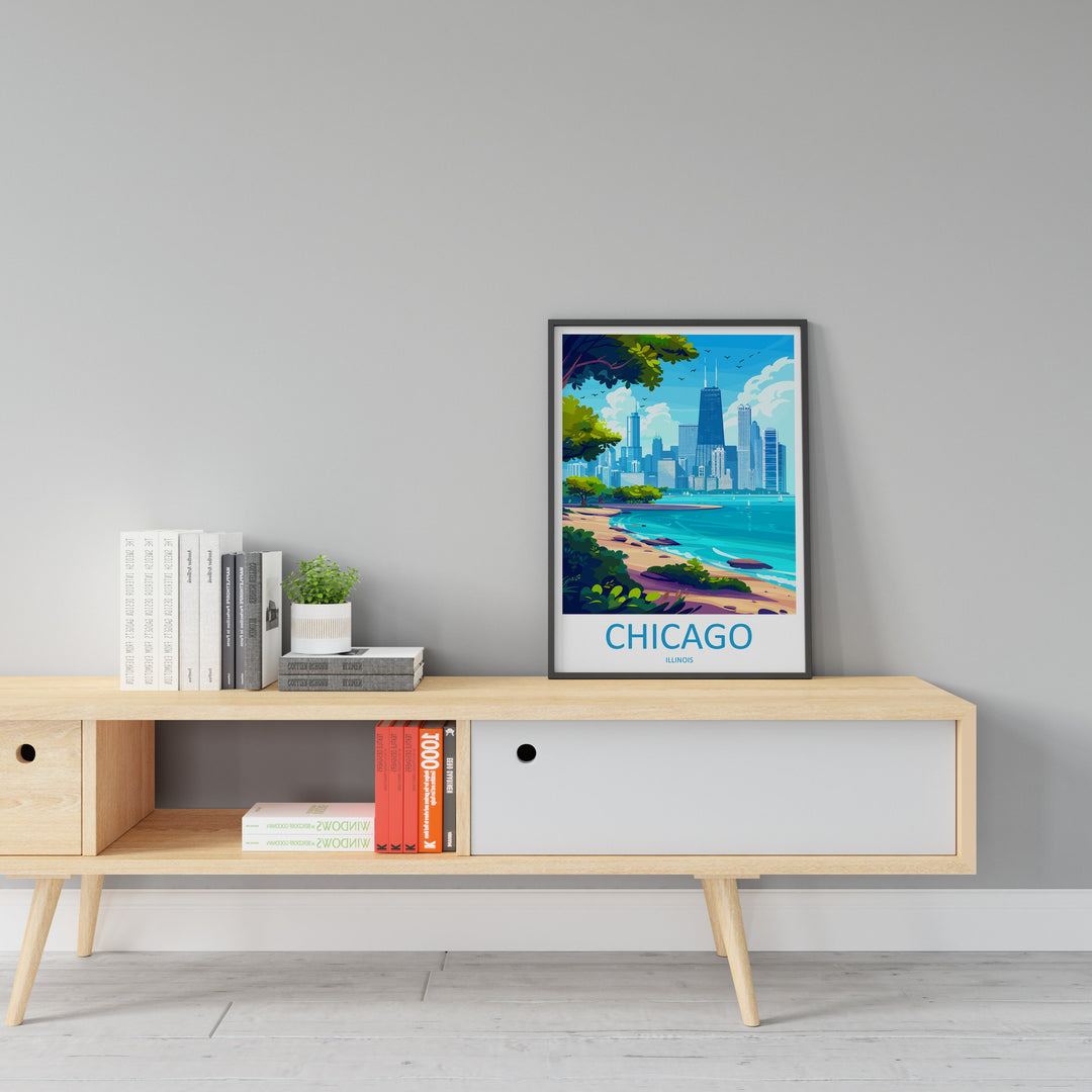 Chicago Travel Print Wall Art Chicago Wall Hanging Home Décor Chicago Gift Art Lovers Illinois Art Lover Gift