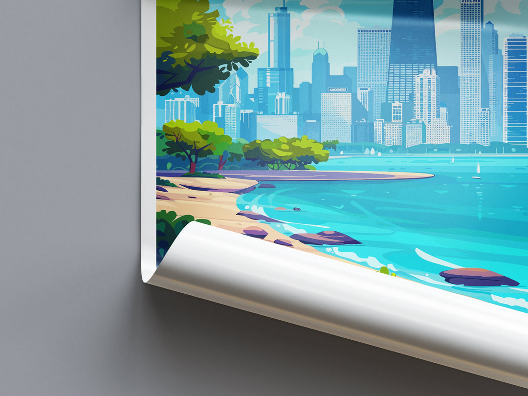 Chicago Travel Print Wall Art Chicago Wall Hanging Home Décor Chicago Gift Art Lovers Illinois Art Lover Gift