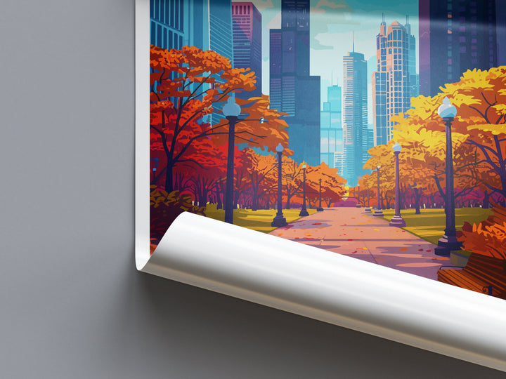 Chicago Travel Print Wall Art Chicago Wall Hanging Home Décor Chicago Gift Art Lovers Illinois Art Lover Gift Millennium Park Chicago Gift