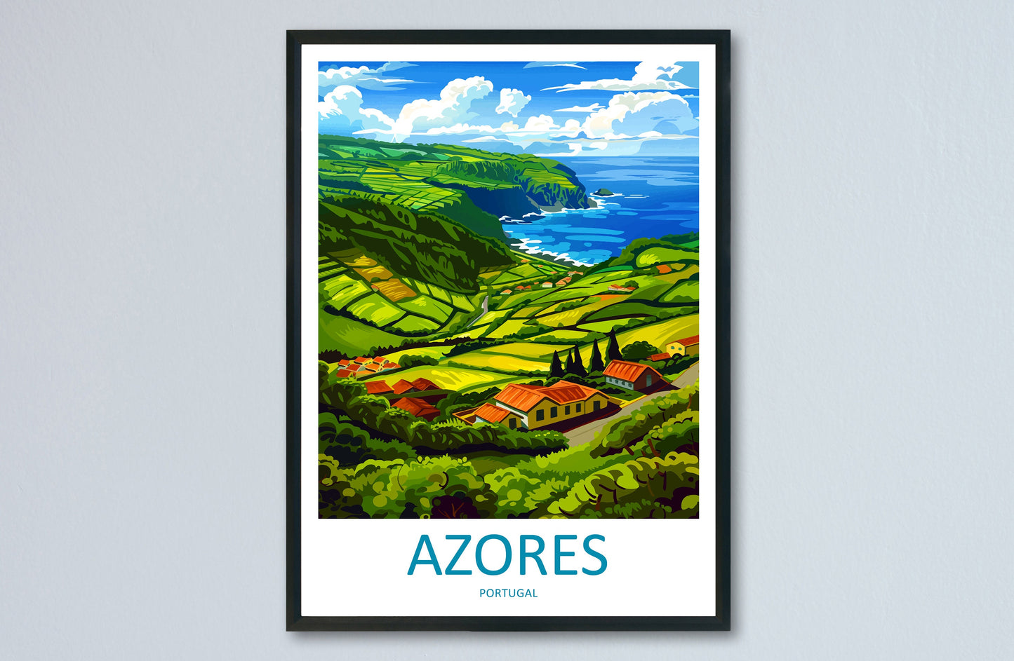 Azores Travel Print Wall Art Azores Wall Hanging Home Décor Azores Gift Art Lovers Portugal Art Lover Gift Azores Wall Décor Print