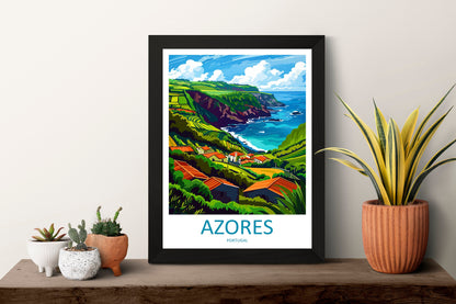 Azores Travel Print Wall Art Azores Wall Hanging Home Décor Azores Gift Art Lovers Portugal Art Lover Gift Azores Wall Décor Print