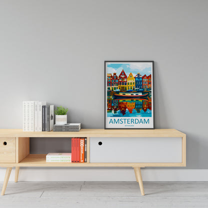 Amsterdam Travel Print Wall Art Amsterdam Wall Hanging Home Décor Amsterdam Gift Art Lovers Netherlands Art Lover Gift Amsterdam Decor