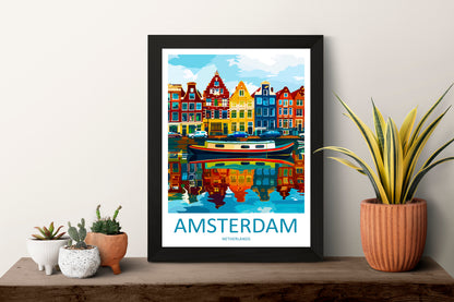 Amsterdam Travel Print Wall Art Amsterdam Wall Hanging Home Décor Amsterdam Gift Art Lovers Netherlands Art Lover Gift Amsterdam Decor