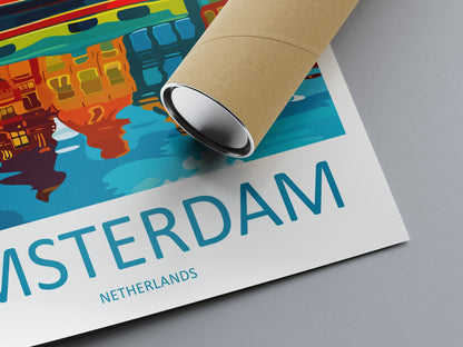 Amsterdam Travel Print Wall Art Amsterdam Wall Hanging Home Décor Amsterdam Gift Art Lovers Netherlands Art Lover Gift Amsterdam Decor