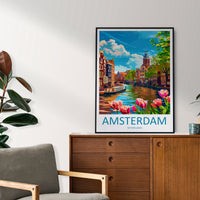 Amsterdam Travel Print Wall Art Amsterdam Wall Hanging Home Décor Amsterdam Gift Art Lovers Netherlands Art Lover Gift Amsterdam Decor