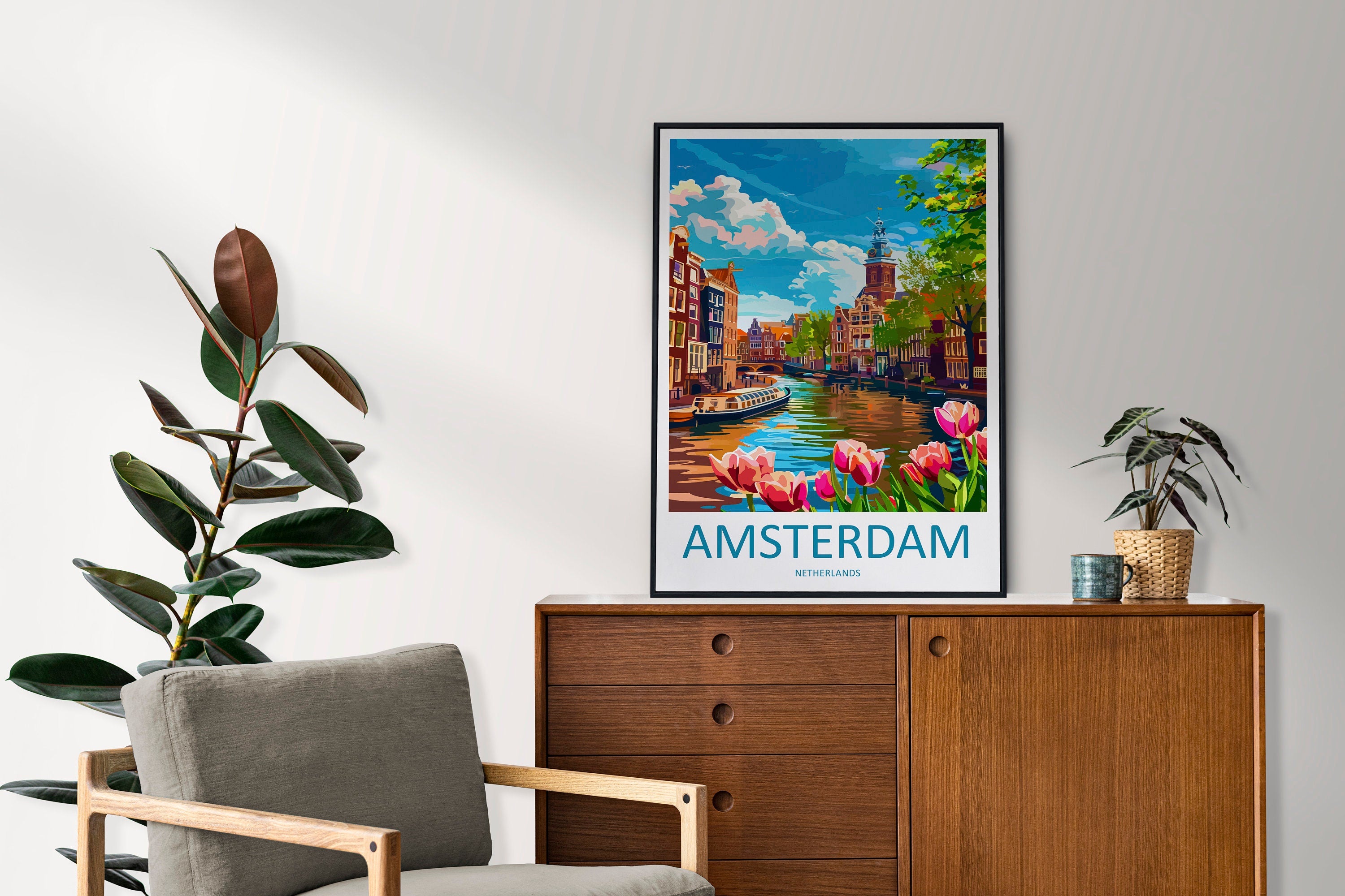 Amsterdam Travel Print Wall Art Amsterdam Wall Hanging Home Décor Amsterdam Gift Art Lovers Netherlands Art Lover Gift Amsterdam Decor