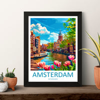Amsterdam Travel Print Wall Art Amsterdam Wall Hanging Home Décor Amsterdam Gift Art Lovers Netherlands Art Lover Gift Amsterdam Decor