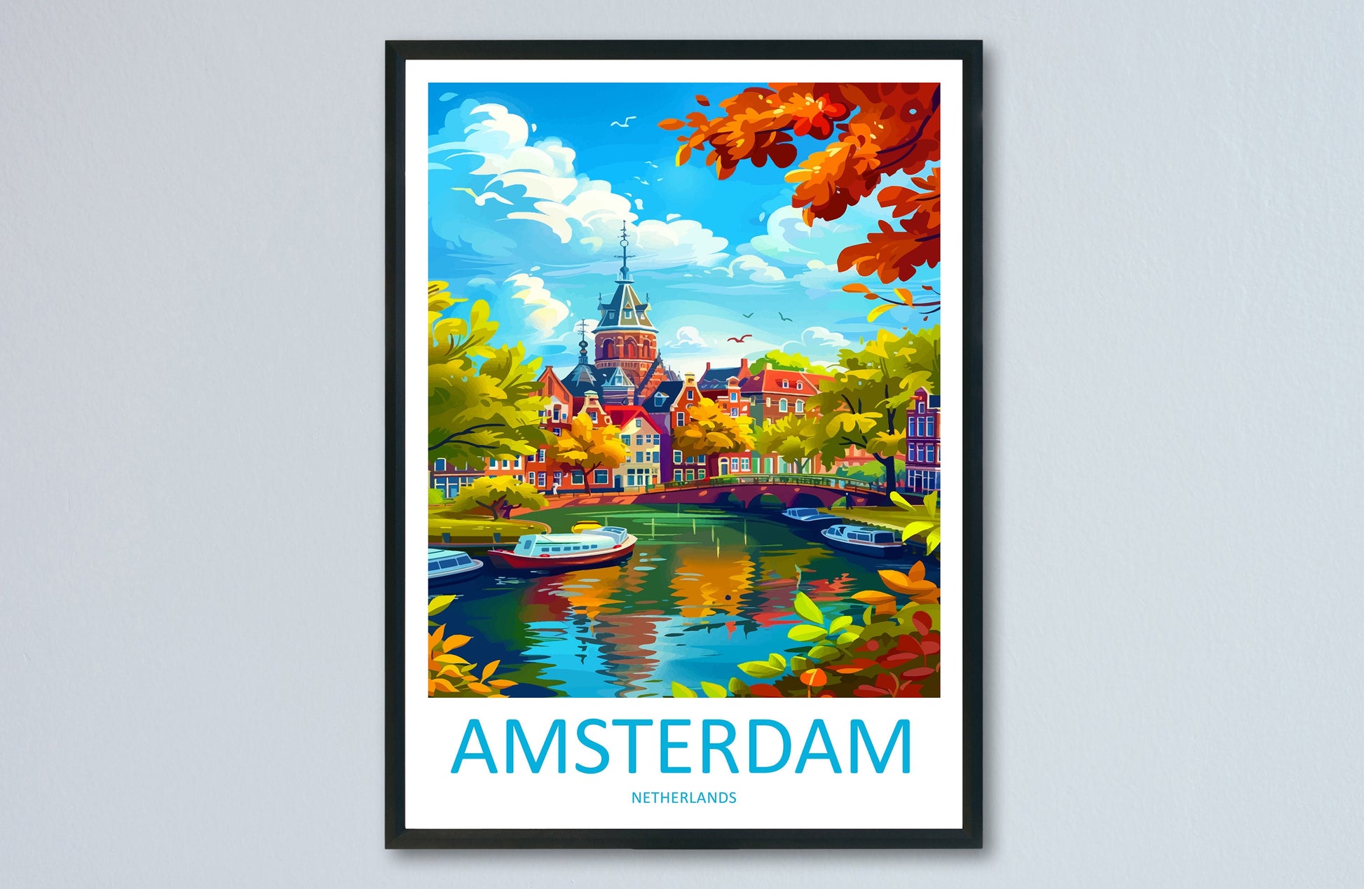 Amsterdam Travel Print Wall Art Amsterdam Wall Hanging Home Décor Amsterdam Gift Art Lovers Netherlands Art Lover Gift Amsterdam Decor