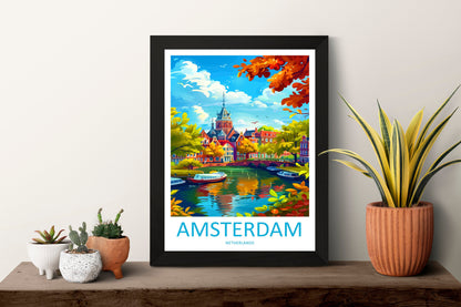 Amsterdam Travel Print Wall Art Amsterdam Wall Hanging Home Décor Amsterdam Gift Art Lovers Netherlands Art Lover Gift Amsterdam Decor