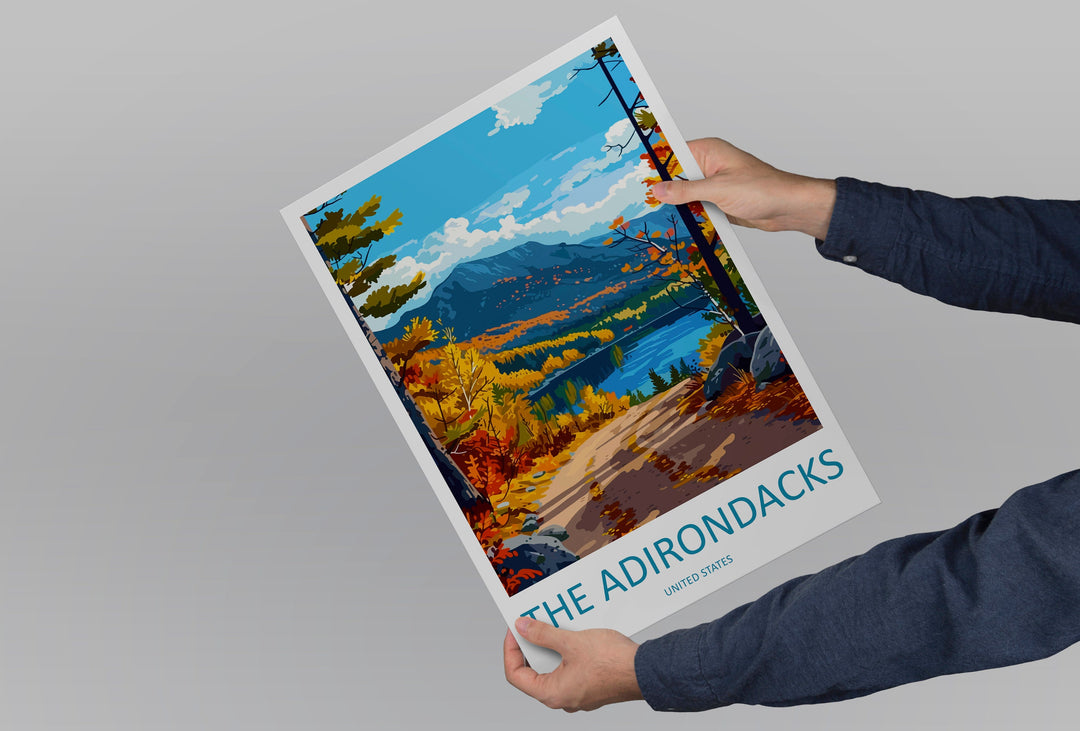 The Adirondacks Travel Print Wall Art The Adirondacks Wall Hanging Home Décor The Adirondacks Gift Art Lovers New York State Art Gift