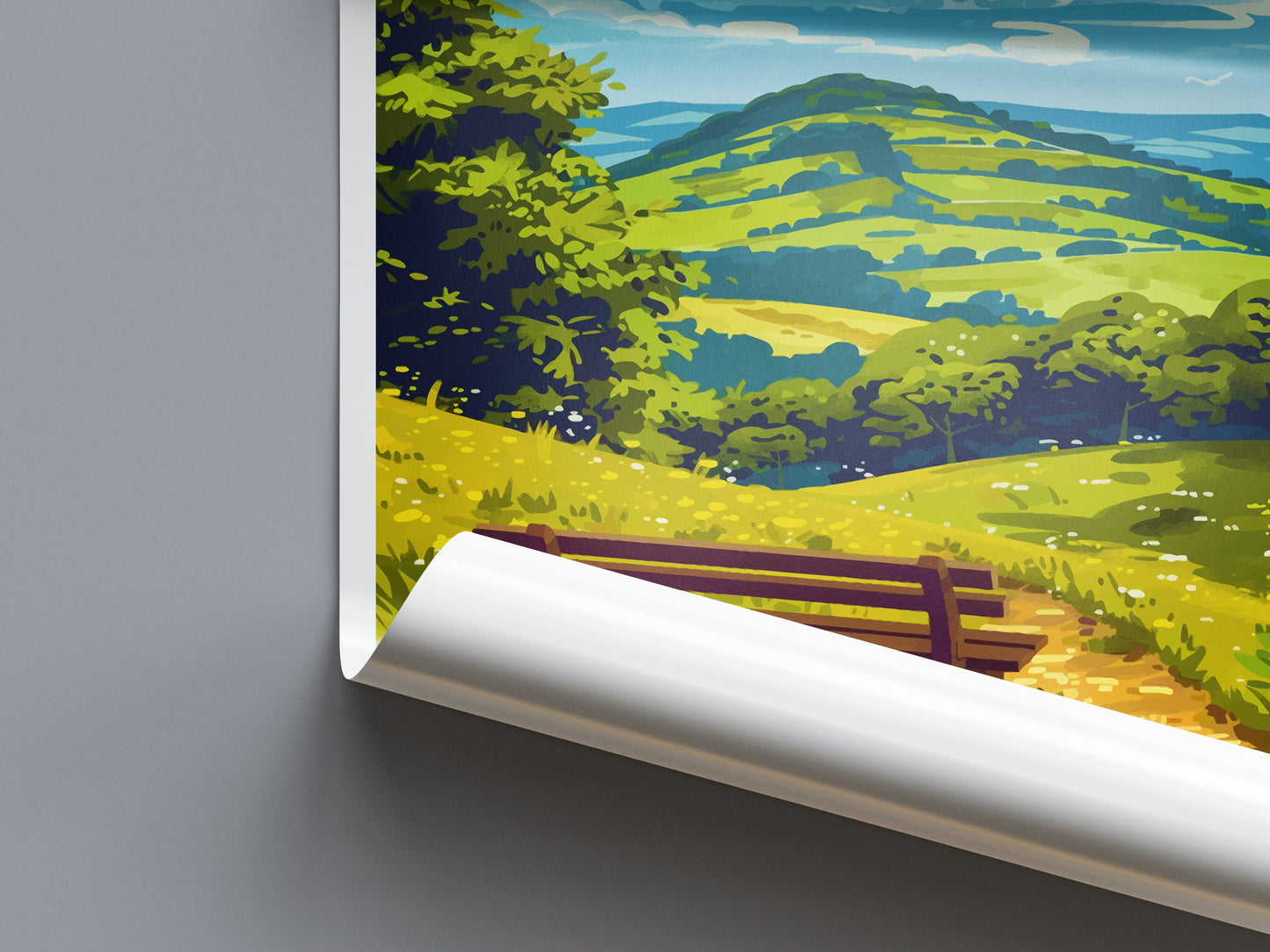 Malvern Hills Travel Print Wall Art Malvern Hills Wall Hanging Home Decoration Malvern Hills Gift Art Lovers Wall Art AONB Wall Print