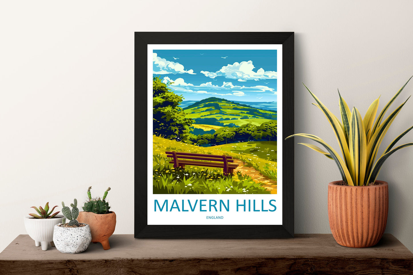 Malvern Hills Travel Print Wall Art Malvern Hills Wall Hanging Home Decoration Malvern Hills Gift Art Lovers Wall Art AONB Wall Print