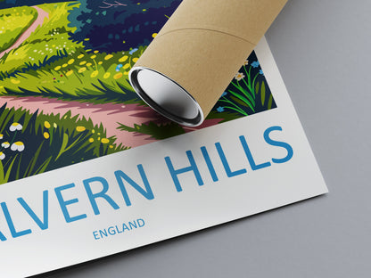 Malvern Hills Travel Print Wall Art Malvern Hills Wall Hanging Home Decoration Malvern Hills Gift Art Lovers Wall Art AONB Wall Print