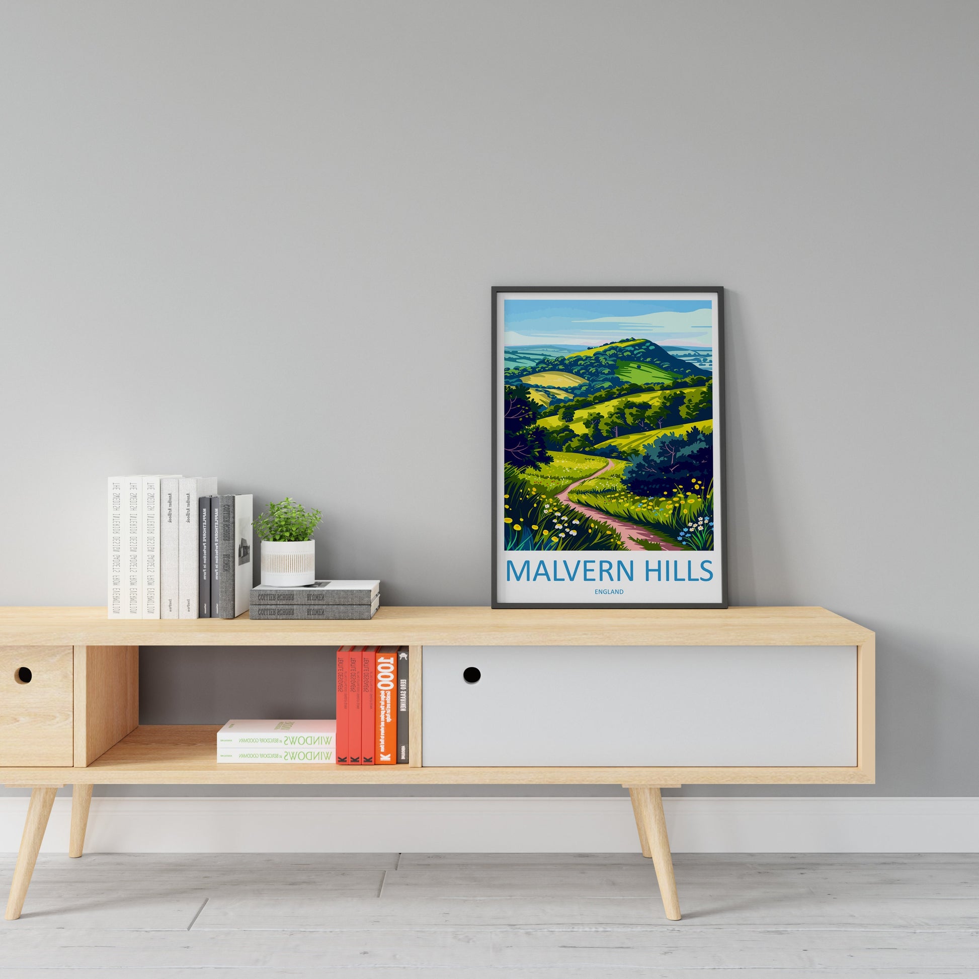 Malvern Hills Travel Print Wall Art Malvern Hills Wall Hanging Home Decoration Malvern Hills Gift Art Lovers Wall Art AONB Wall Print