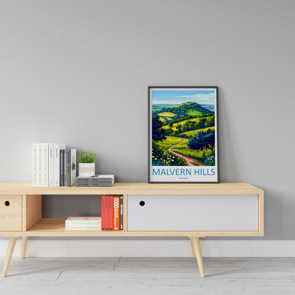 Malvern Hills Travel Print Wall Art Malvern Hills Wall Hanging Home Decoration Malvern Hills Gift Art Lovers Wall Art AONB Wall Print