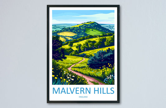 Malvern Hills Travel Print Wall Art Malvern Hills Wall Hanging Home Decoration Malvern Hills Gift Art Lovers Wall Art AONB Wall Print