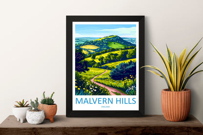 Malvern Hills Travel Print Wall Art Malvern Hills Wall Hanging Home Decoration Malvern Hills Gift Art Lovers Wall Art AONB Wall Print