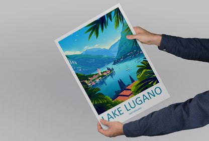 Lake Lugano Travel Print Wall Art Lake Lugano Wall Hanging Home Décor Lake Lugano Gift Art Lovers Switzerland Art Lover Gift Lugano Travel