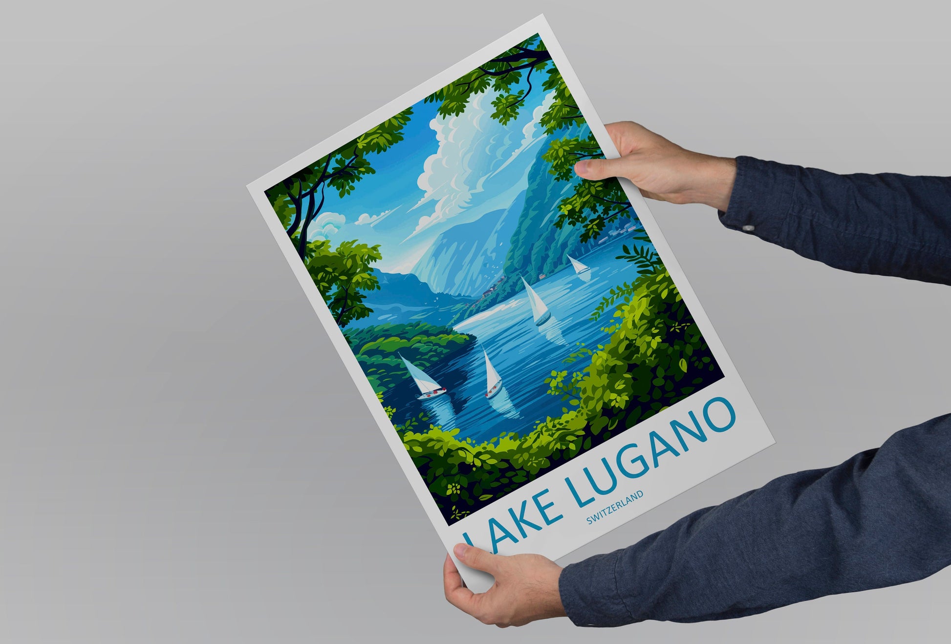 Lake Lugano Travel Print Wall Art Lake Lugano Wall Hanging Home Décor Lake Lugano Gift Art Lovers Switzerland Art Lover Gift Lugano Travel