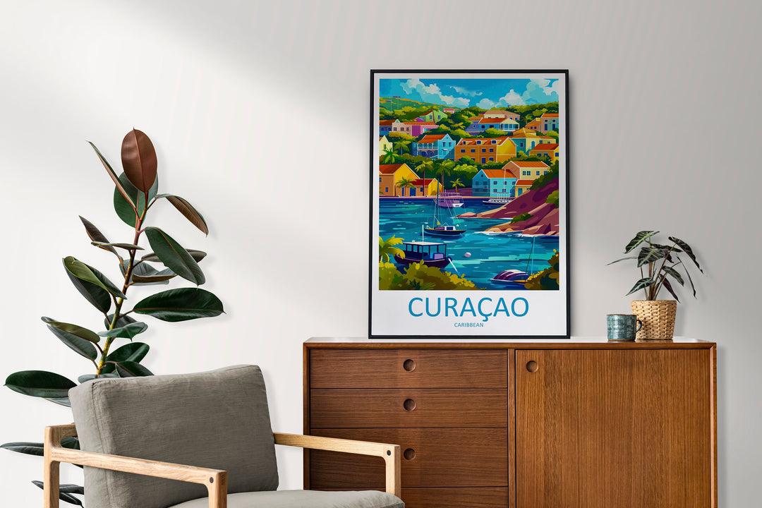 Curaçao Travel Print Wall Art Curaçao Wall Hanging Home Décor Curaçao Gift Art Lovers Wall Art Caribbean Travel Print Poster Gift