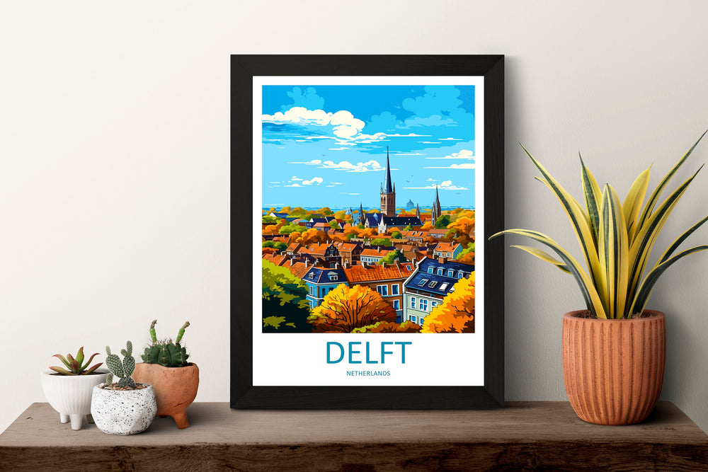 Delft Travel Print Delft Home Décor Delft Art Print Delft Wall Print For Netherlands Delft Gift For Delft Wall Art Netherlands Art Print